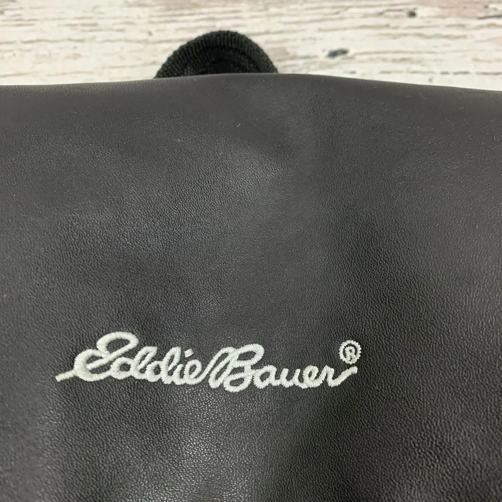 Eddie Bauer Black Faux Leather Backpack Versatile Travel Daypack Diaper‎ Bag